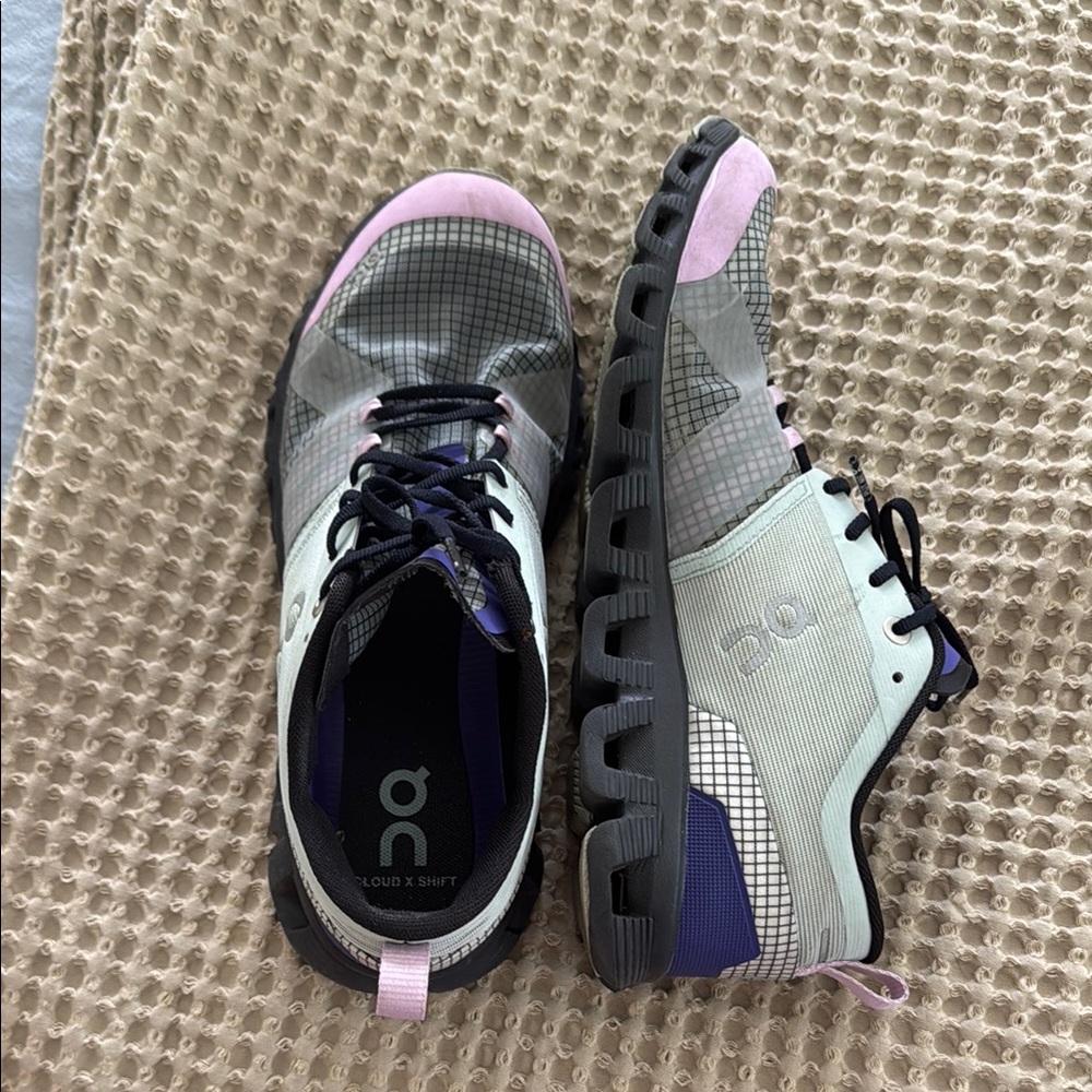 On Running Pink and Purple Athletic Shoes with Mesh Upper